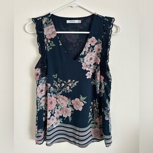 Ricki's Blue Ruffled Blouse with Lace Trim